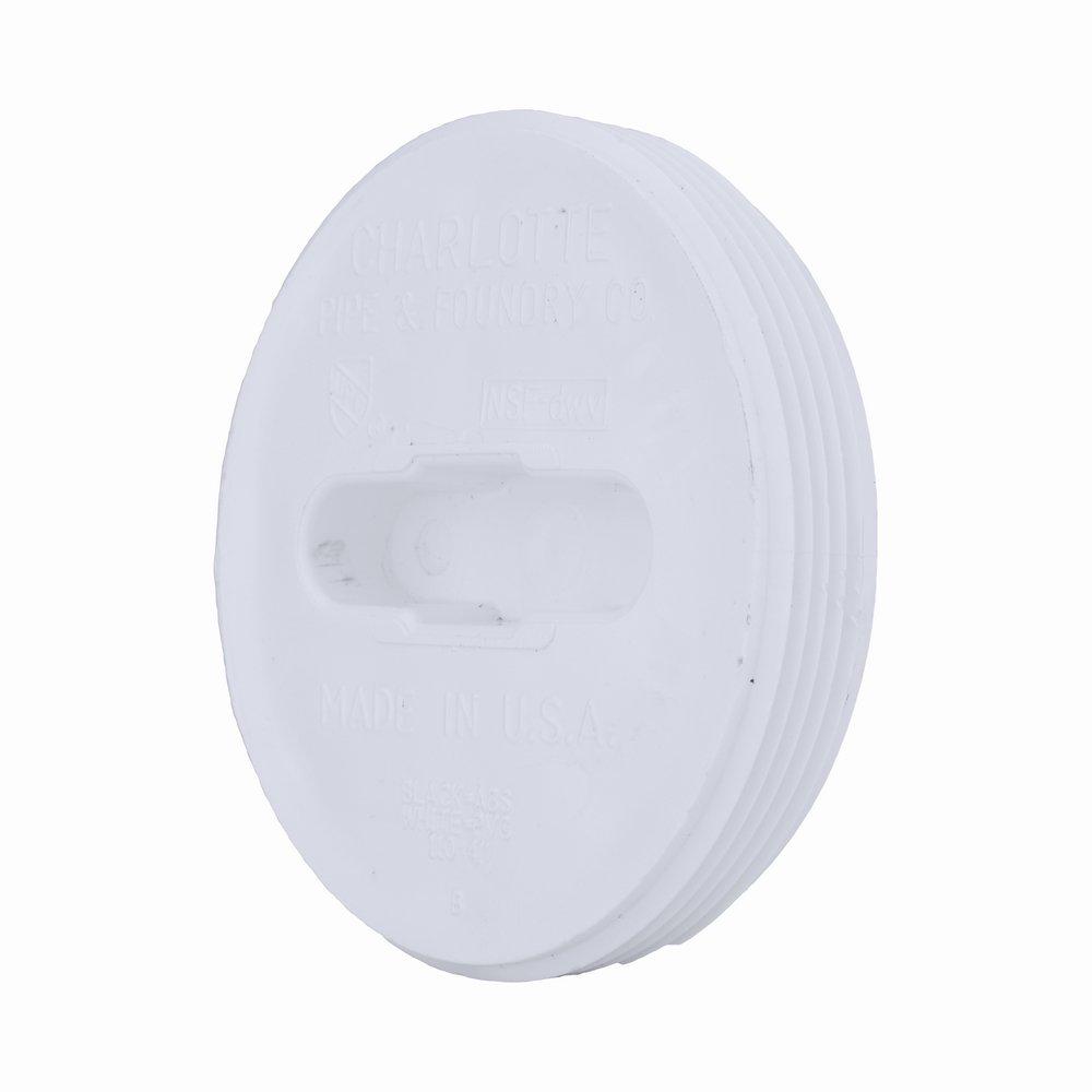 White PVC DWV Flush Cleanout Plug 