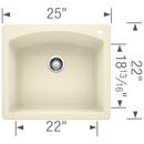 BLANCO Biscuit 25 x 22 in. 1 Hole Composite Single Bowl Dual Mount Kitchen Sink 