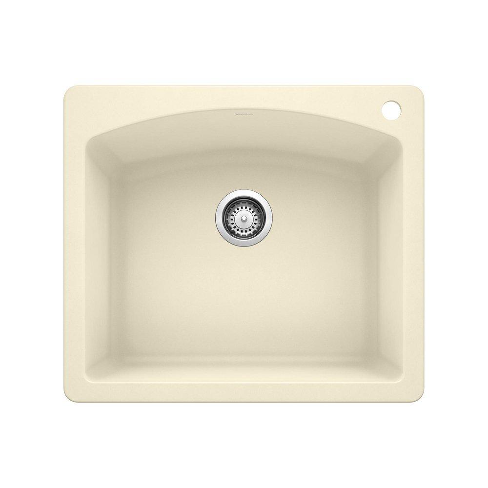 BLANCO Biscuit 25 x 22 in. 1 Hole Composite Single Bowl Dual Mount Kitchen Sink 