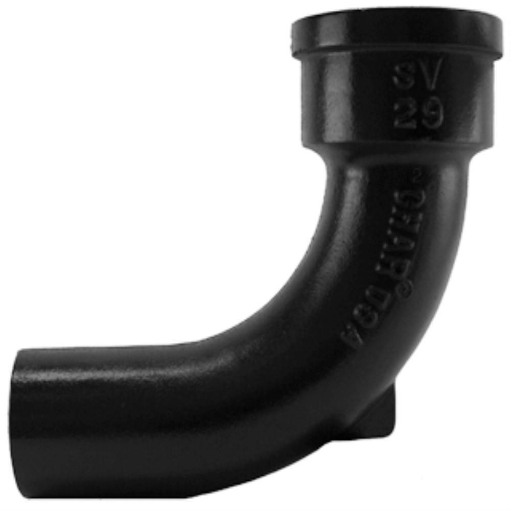 Black Spigot x Hub Extra Heavy Cast Iron Stainless Steel 1/4 Degree Bend 