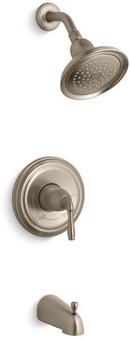 Pressure Balancing Bath and Shower Faucet Trim with Single Lever Handle in Vibrant Brushed Bronze