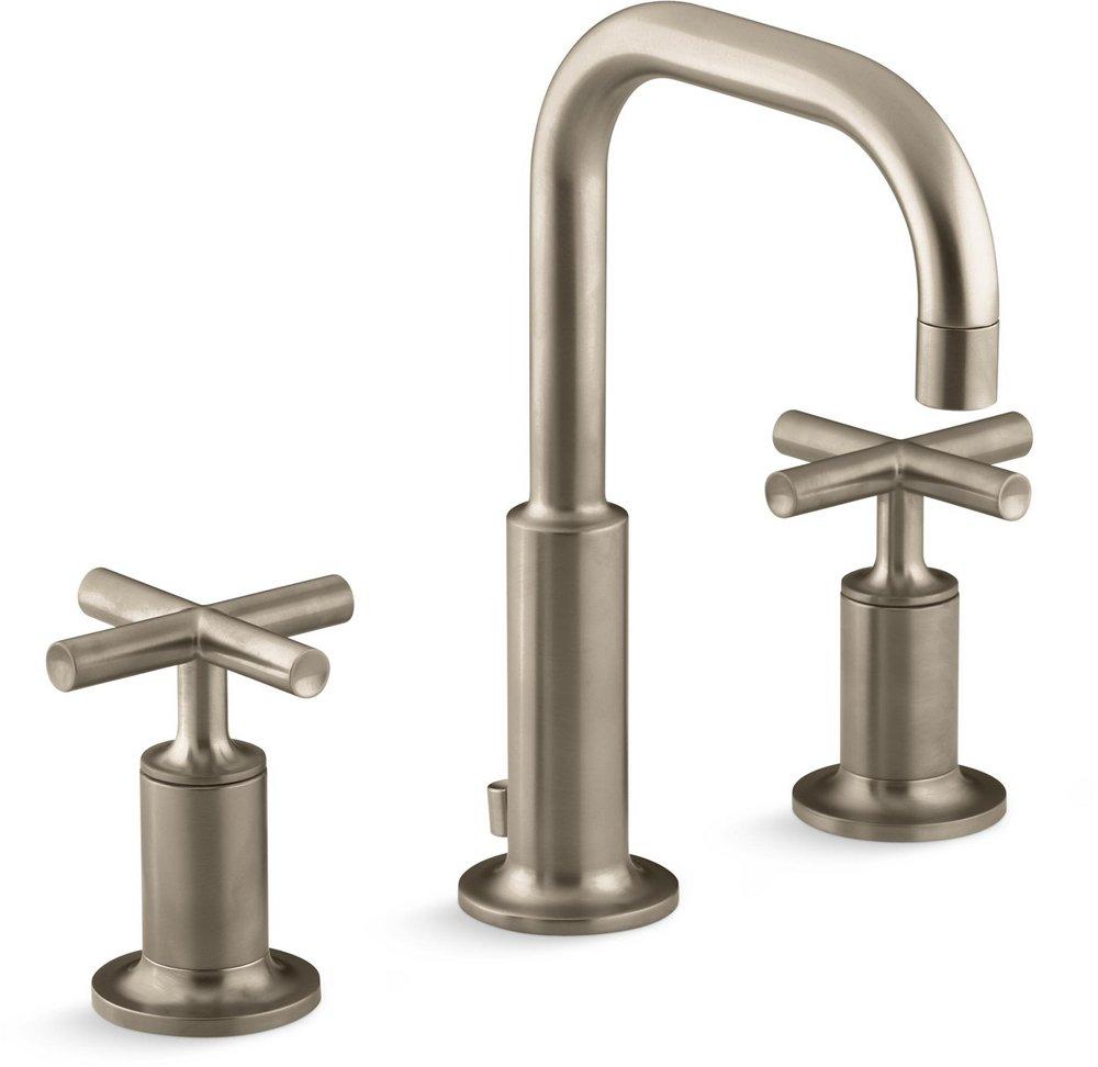 KOHLER Vibrant&reg; Brushed Bronze Two Handle Widespread Bathroom Sink Faucet 