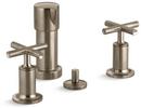 3-Hole Bidet Faucet with Double Cross Handle in Vibrant Brushed Bronze