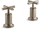 Deckmount High Flow Bath Valve Trim with Double Cross Handle in Vibrant Brushed Bronze