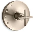 Pressure Balancing Valve Trim with Single Cross Handle in Vibrant Brushed Bronze