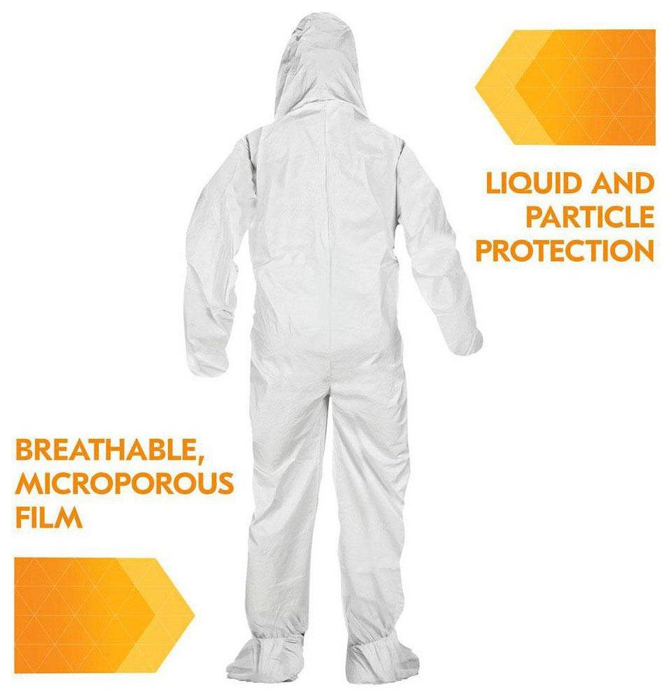 KleenGuard™ White Mircoporous Coveralls with Elastic Wrists, Ankles, Hood and Boots 