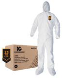 Liquid & Particle Protection Coveralls, Zipper Front, Elastic Wrists, Ankles, Hood & Boots, White, XL (Case of 25)