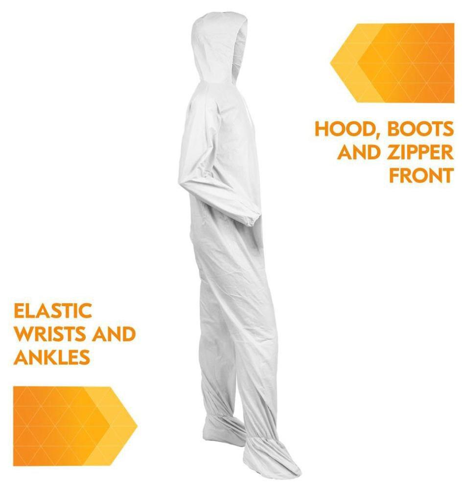 KleenGuard™ White Mircoporous Coveralls with Elastic Wrists, Ankles, Hood and Boots 