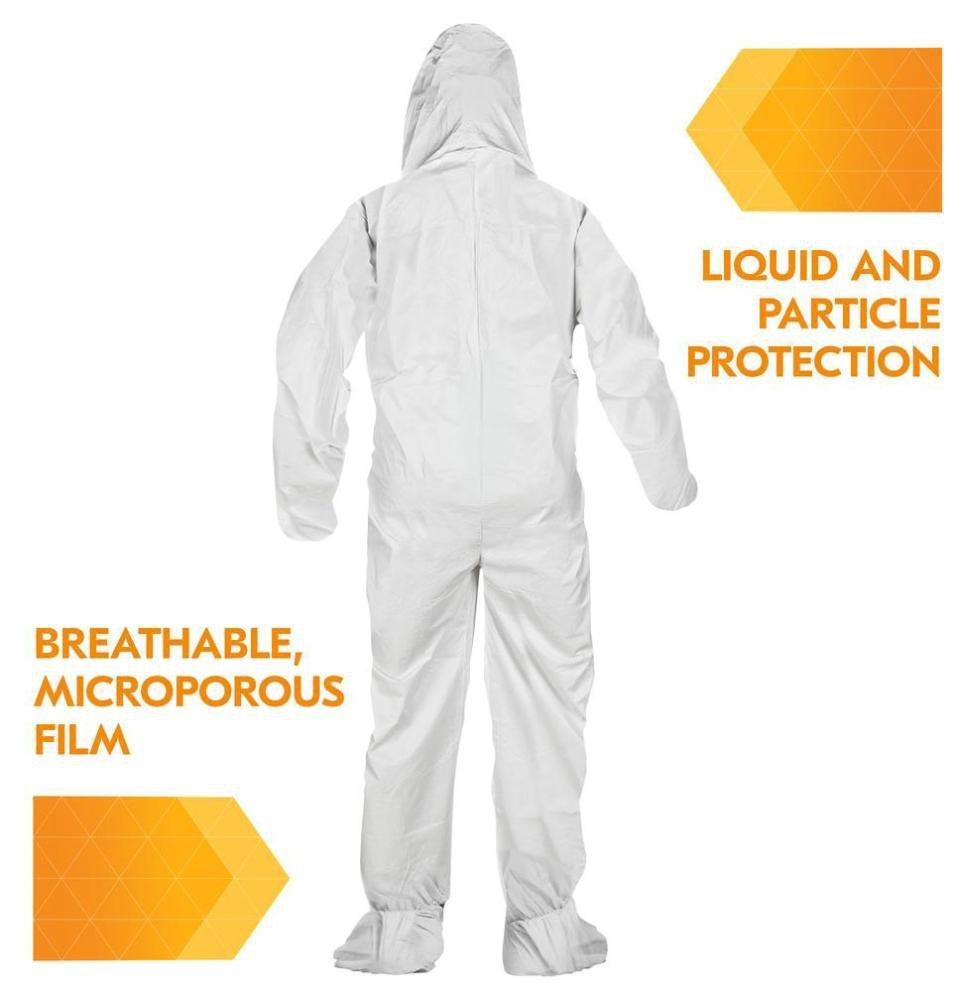 KleenGuard™ White Mircoporous Coveralls with Elastic Wrists, Ankles, Hood and Boots 