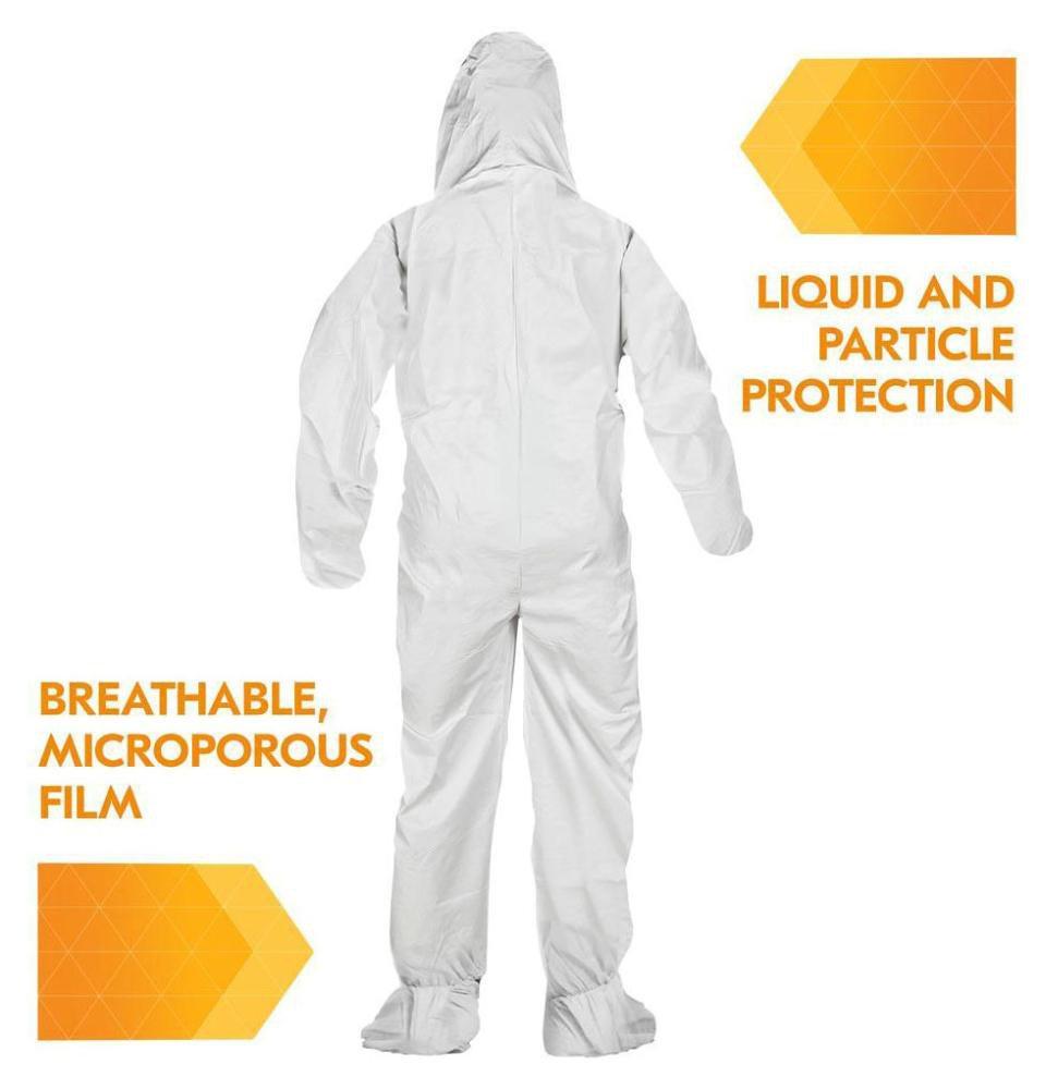 KleenGuard&trade; White Mircoporous Coveralls with Elastic Wrists, Ankles, Hood and Boots 