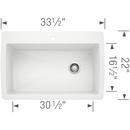 BLANCO White 33-1/2 x 22 in. 1 Hole Composite Single Bowl Dual Mount Kitchen Sink 