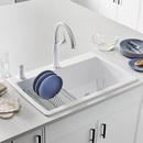 BLANCO White 33-1/2 x 22 in. 1 Hole Composite Single Bowl Dual Mount Kitchen Sink 