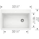 BLANCO White 33-1/2 x 22 in. 1 Hole Composite Single Bowl Dual Mount Kitchen Sink 