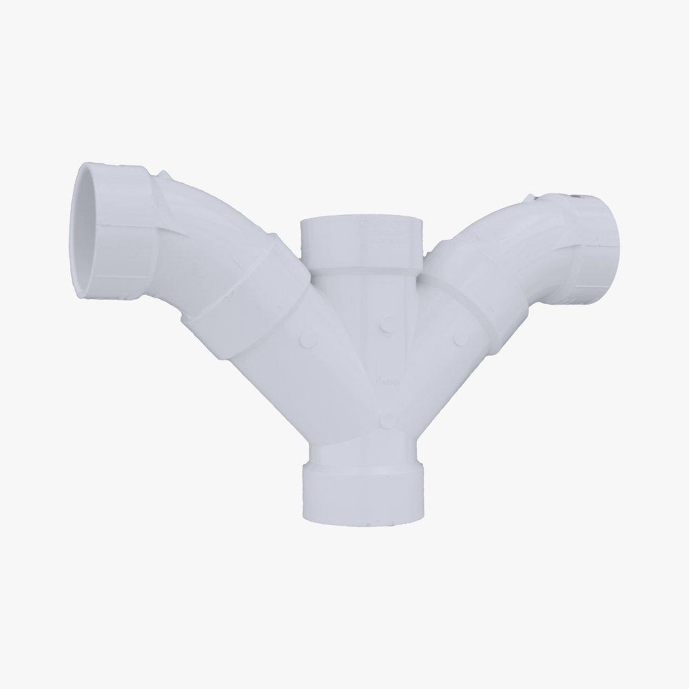White PVC DWV 3-Piece Double Combination Wye (Fabricated) 