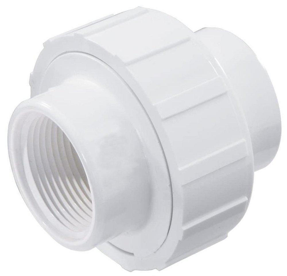 White PVC Schedule 40 Threaded Union with Buna O-Ring 