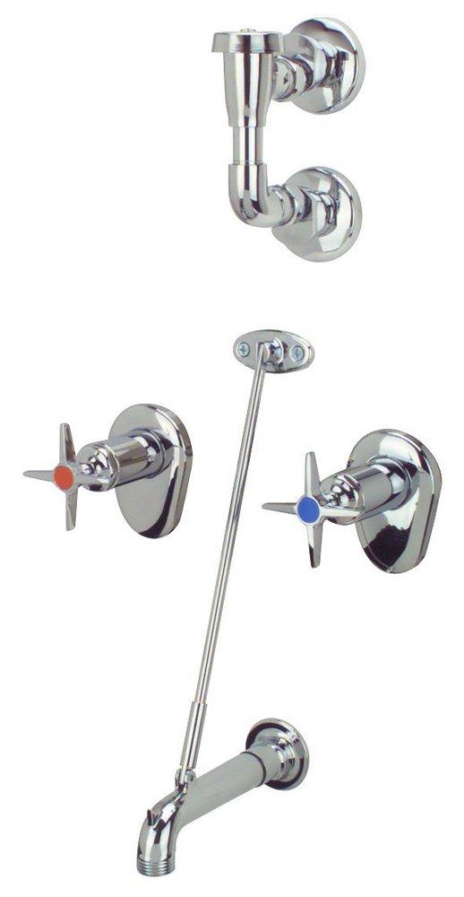 Zurn Polished Chrome Two Cross Handle Wall Mount Service Faucet 