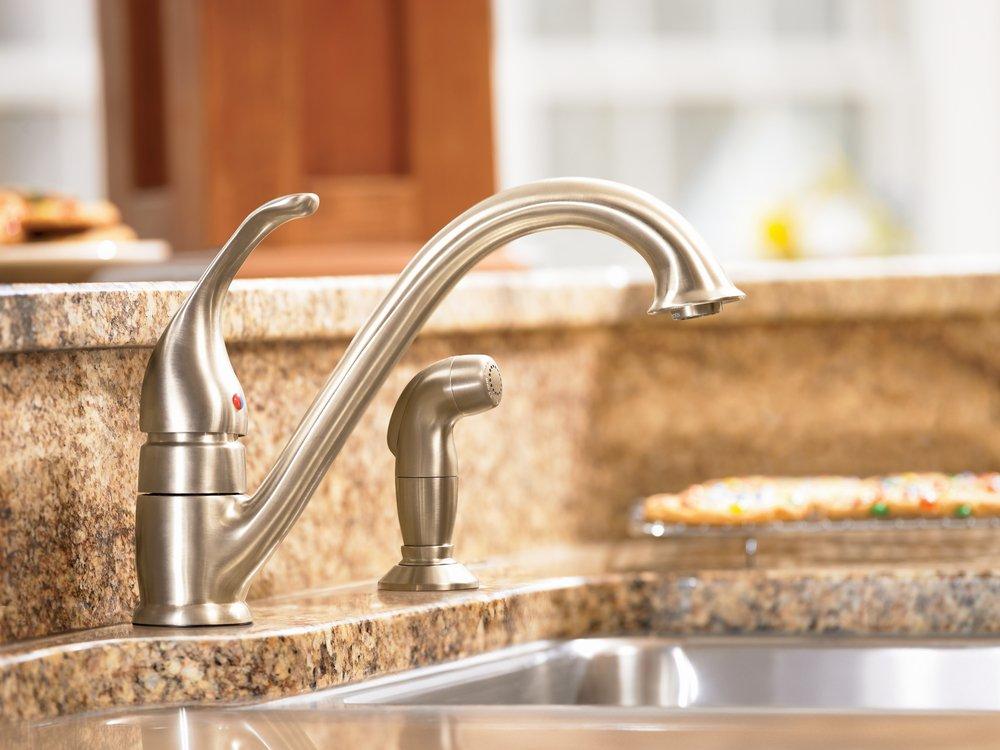Moen Polished Chrome Single Handle Kitchen Faucet with Side Spray 