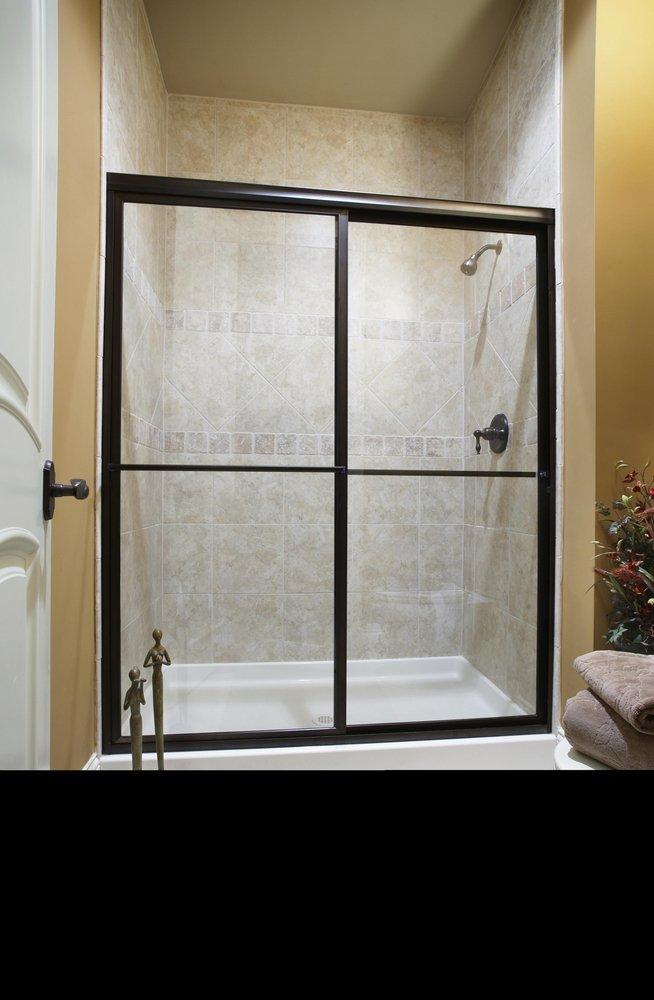 Basco Shower Enclosures Silver 68 x 48 in. Framed Sliding Shower Door with Obscure Glass 