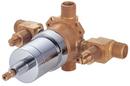 Single-Handle Tub and Shower Pressure Balancing Valve Trim with Side Discharge Stop in Rough Brass