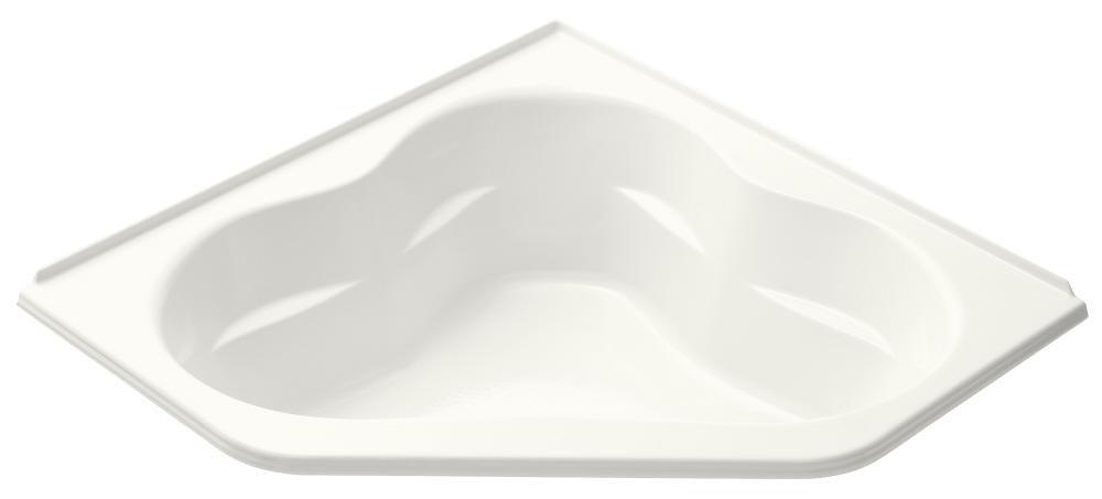 KOHLER White 60 x 60 in. Corner Bathtub Center Drain 