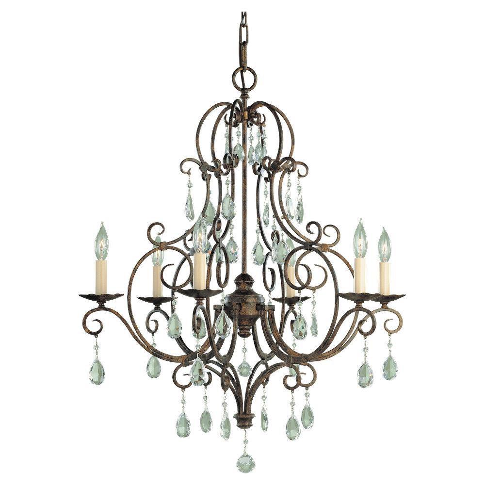 Visual Comfort & Co. Generation Lighting Mocha Bronze 25 in. 60 W 6-Light Candelabra Chandelier 