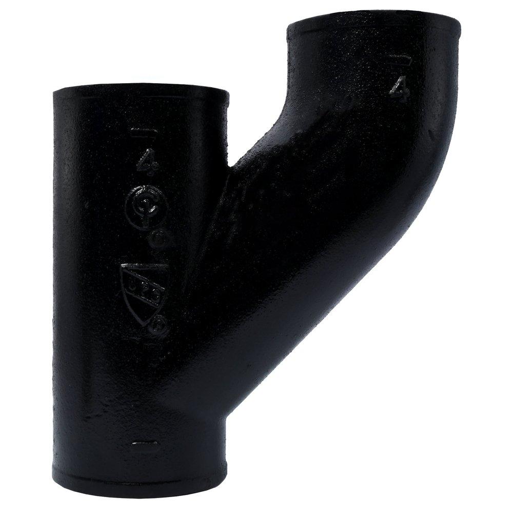 Black No Hub Cast Iron Upright Wye 