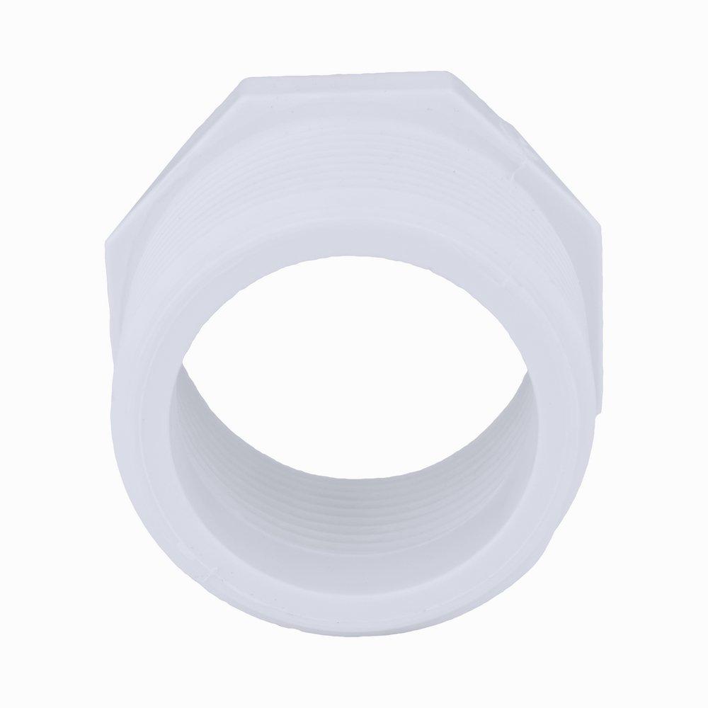White PVC Schedule 40 Male x Female Threaded Bushing 