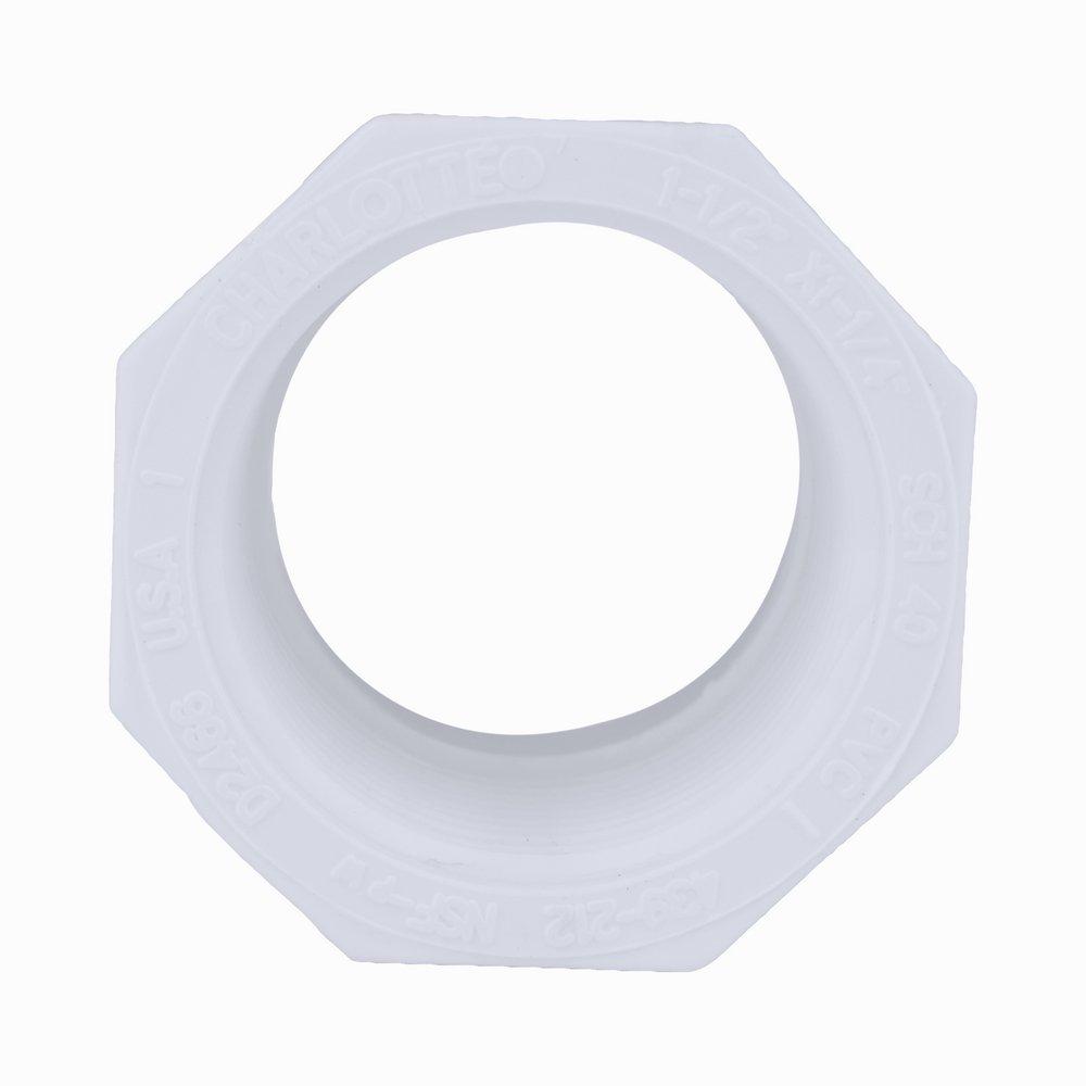 White PVC Schedule 40 Male x Female Threaded Bushing 