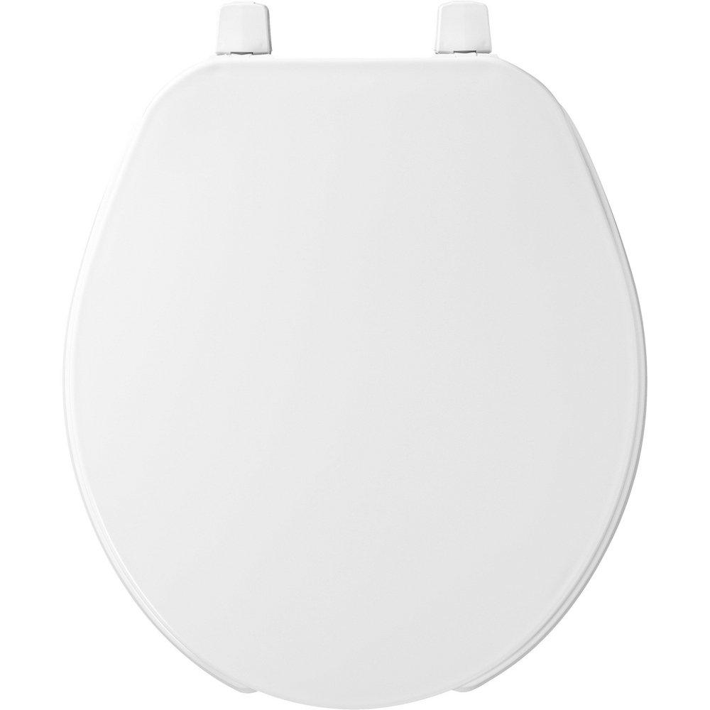 Bemis White Plastic Round Open Front with Cover Toilet Seat 