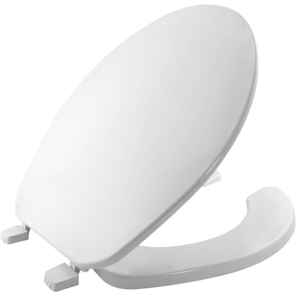 Bemis White Plastic Round Open Front with Cover Toilet Seat 