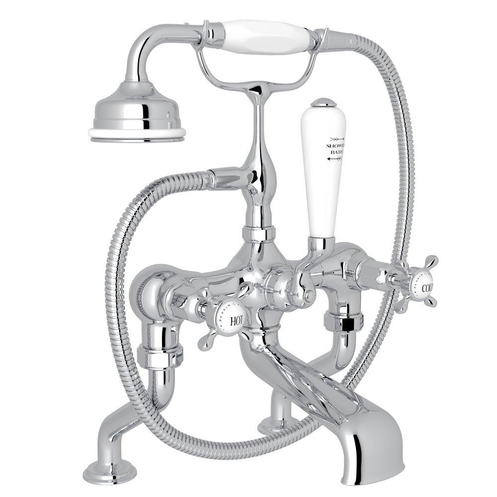 Perrin & Rowe&reg; Polished Chrome 19 gpm Tub Filler with Double Cross Handle 