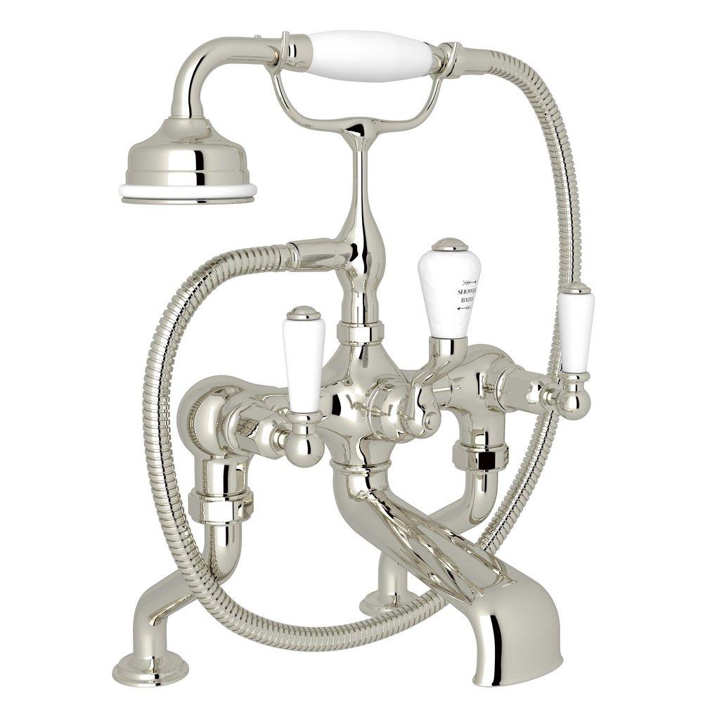 Perrin & Rowe&reg; Polished Nickel Three Handle Roman Tub Faucet 