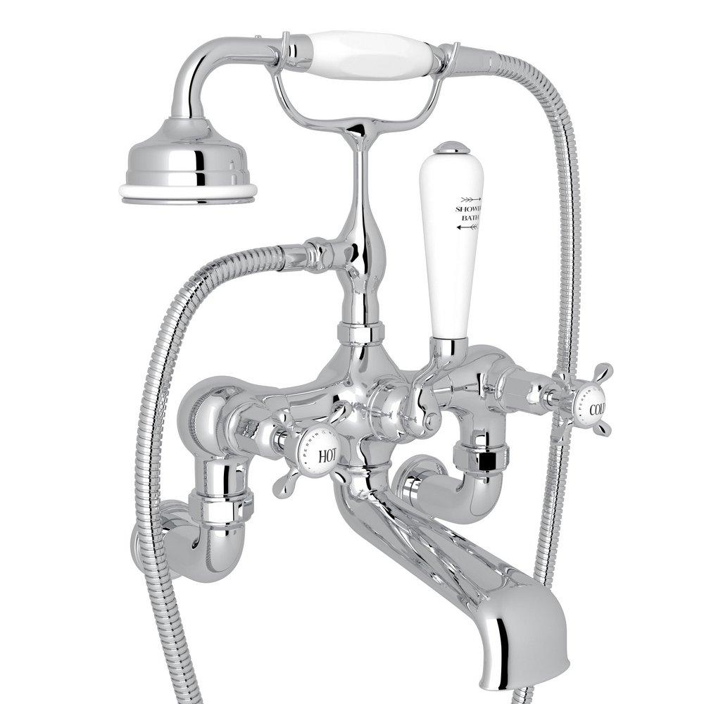 Perrin & Rowe&reg; Polished Chrome Two Handle Wall Mount Filler 