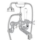 Two Handle Wall Mount Tub Filler with Handshower in Polished Chrome