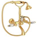 10 gpm Wall Mount Tub Shower Mixer with Double Lever Handle in Inca Brass