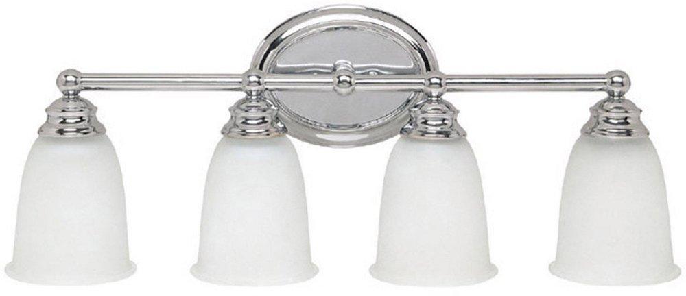 Capital Lighting Chrome 9-1/2 in. 100W 4-Light Vanity Fixture with Acid Washed Glass Shade 