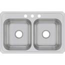 Elkay Brushed Satin 33 x 21-1/4 in. Stainless Steel Double Bowl Drop-in Kitchen Sink in Brushed Satin 
