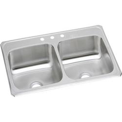 33 in. Drop-in Stainless Steel Double Bowl Kitchen Sink in Brushed Satin