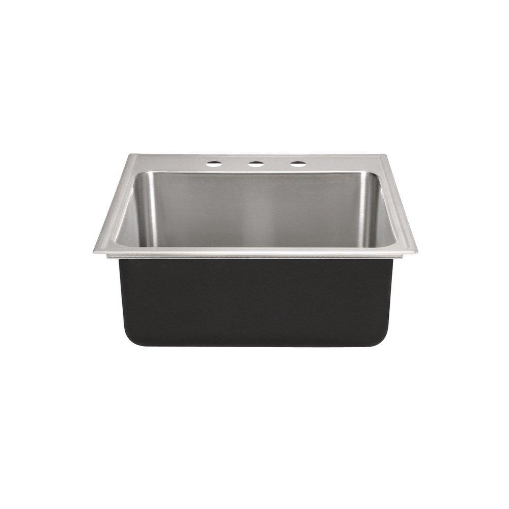 Just Manufacturing Brushed Steel 25 x 22 in. Stainless Steel Single Bowl Drop-in Kitchen Sink in No. 4 