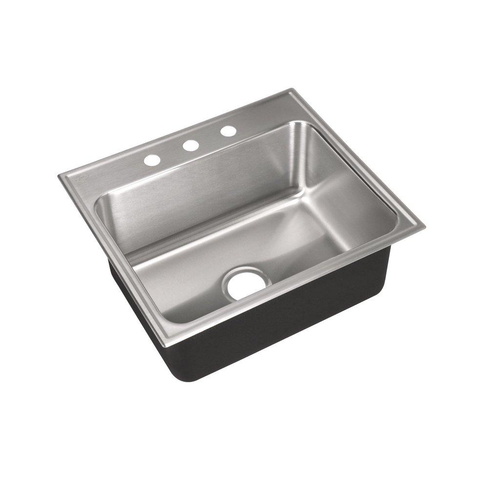 Just Manufacturing Brushed Steel 25 x 22 in. Stainless Steel Single Bowl Drop-in Kitchen Sink in No. 4 
