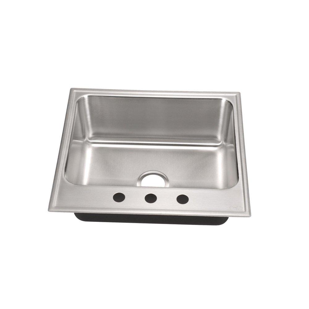 Just Manufacturing Brushed Steel 25 x 22 in. Stainless Steel Single Bowl Drop-in Kitchen Sink in No. 4 