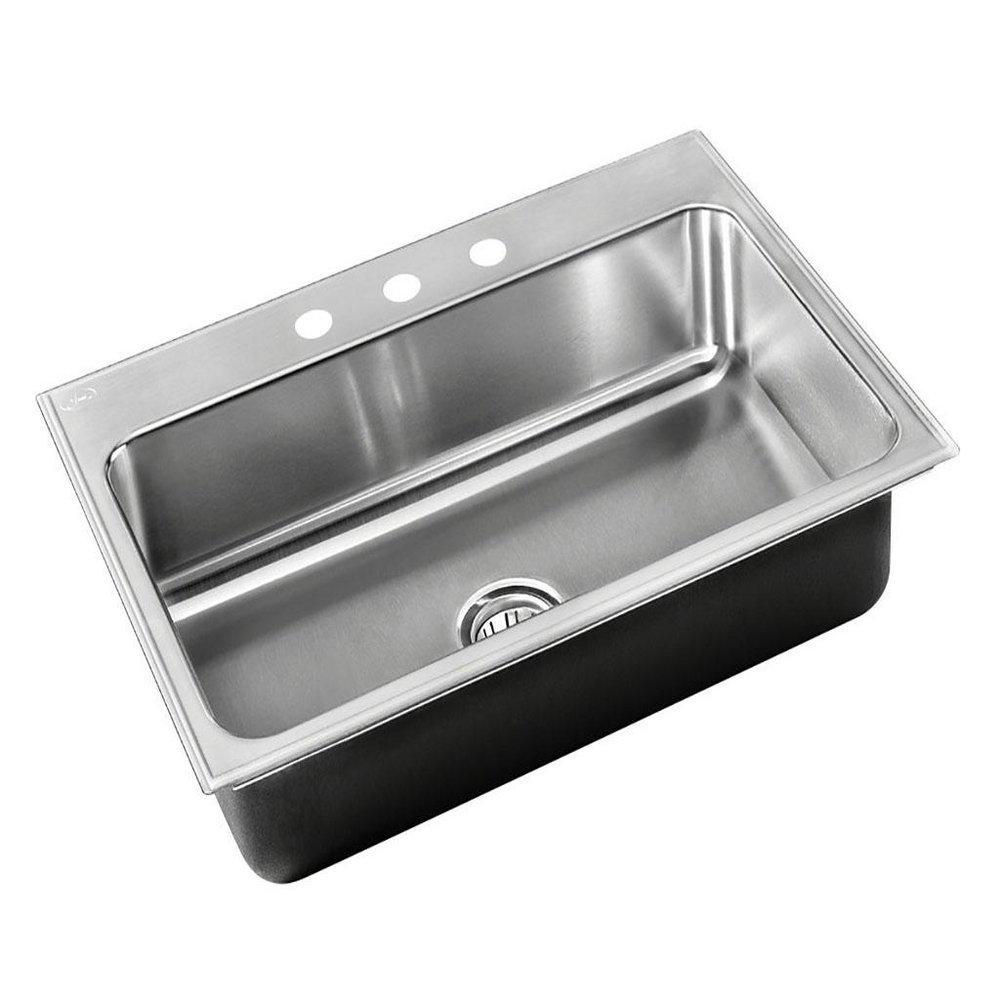 Just Manufacturing Brushed Steel 31 x 22 in. Stainless Steel Single Bowl Drop-in Kitchen Sink in No. 4 