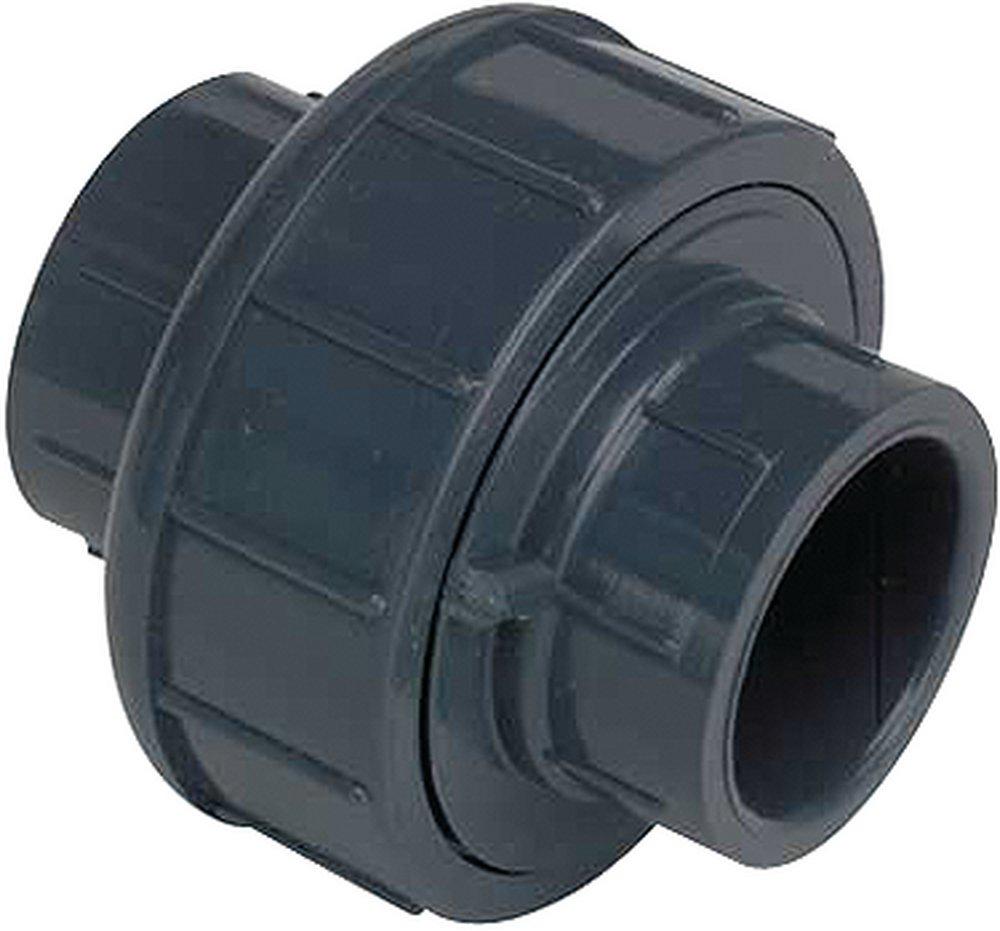 Grey Socket Straight Schedule 80 PVC Union with FKM O-Ring Seal 