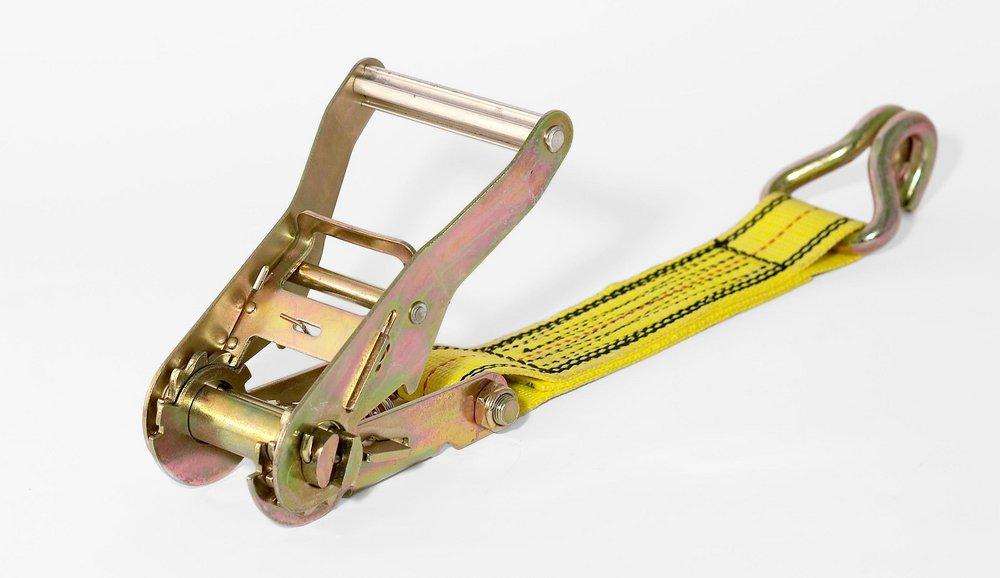 USA Products Yellow 2 in. Ratchet Tie Down with Hook Cut Case 