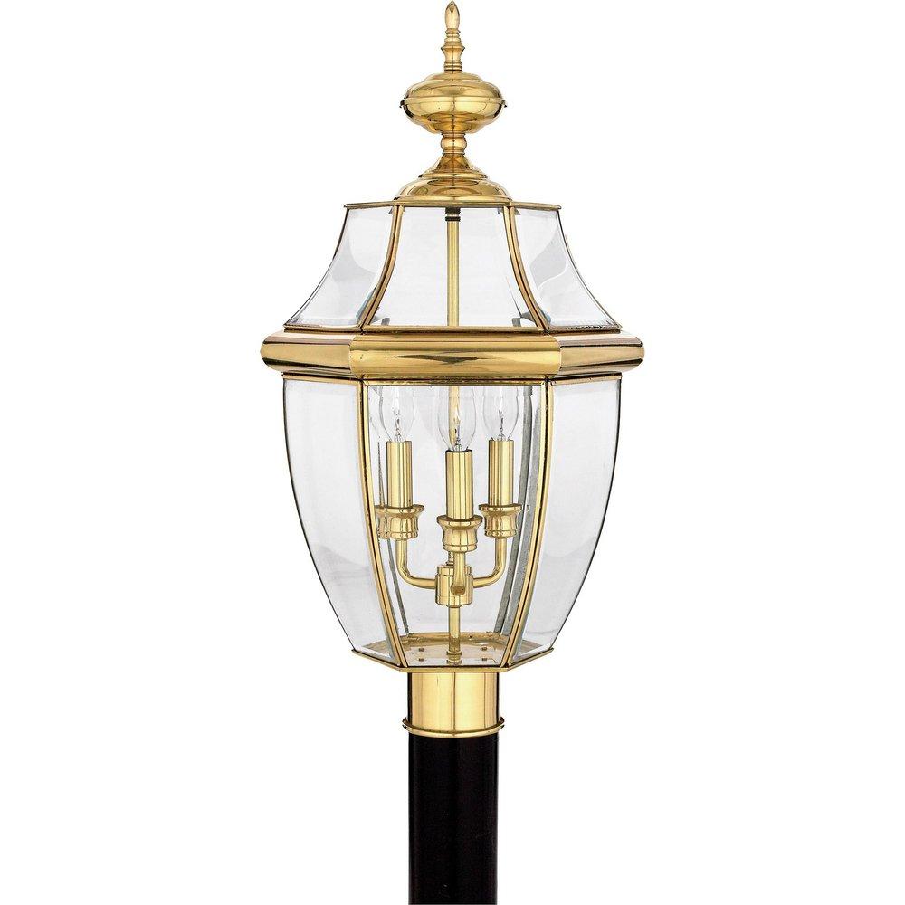 Quoizel Polished Brass 180W 2-Light Candelabra E-12 Incandescent outdoor Post Lantern 
