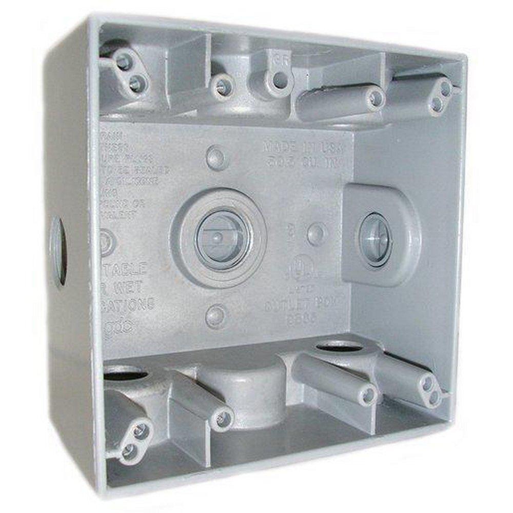 Mulberry Metal Products Grey 1/2 in. Outlet 3 in. 2-Gang Whirlpool with Whirlpool Box Lug 