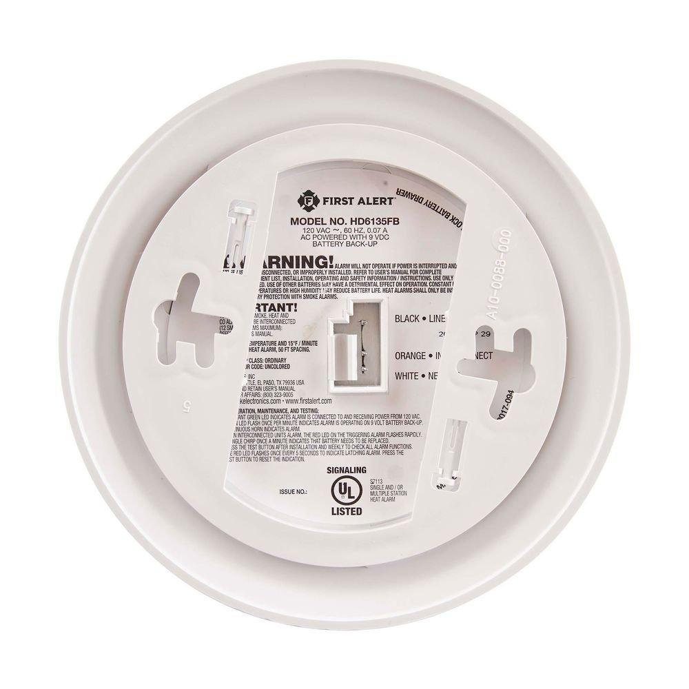 BRK Electronics White AC/DC Heater Alarm with 9V Battery 