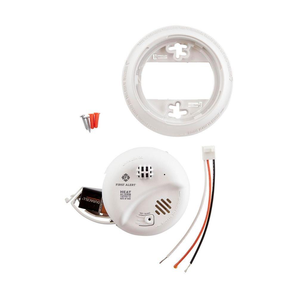 BRK Electronics White AC/DC Heater Alarm with 9V Battery 