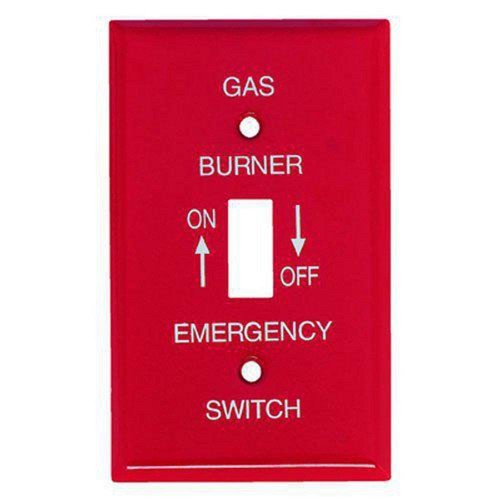 Mulberry Metal Products Red Single Gang Gas Burner Switch Box Plate 