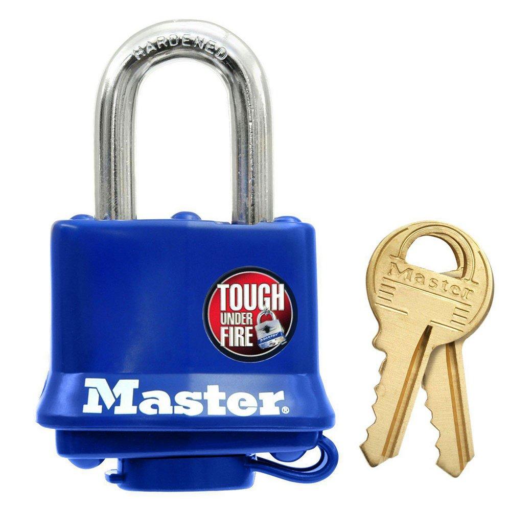 Master Lock Blue 1-9/16 in. Stainless Steel Keyed Padlock for Residential Gates and Fences 